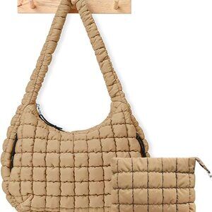 Puffer Crossbody Tote Bag Women Quilted Nylon Large Capacity Travel Work